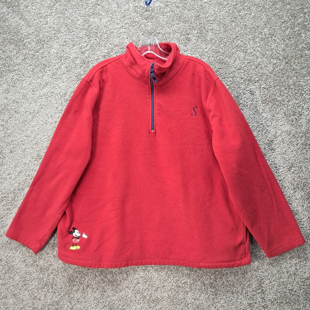 Disney Direct Red Mickey Mouse Quarter Zip Fleece Pullover XXL 57304